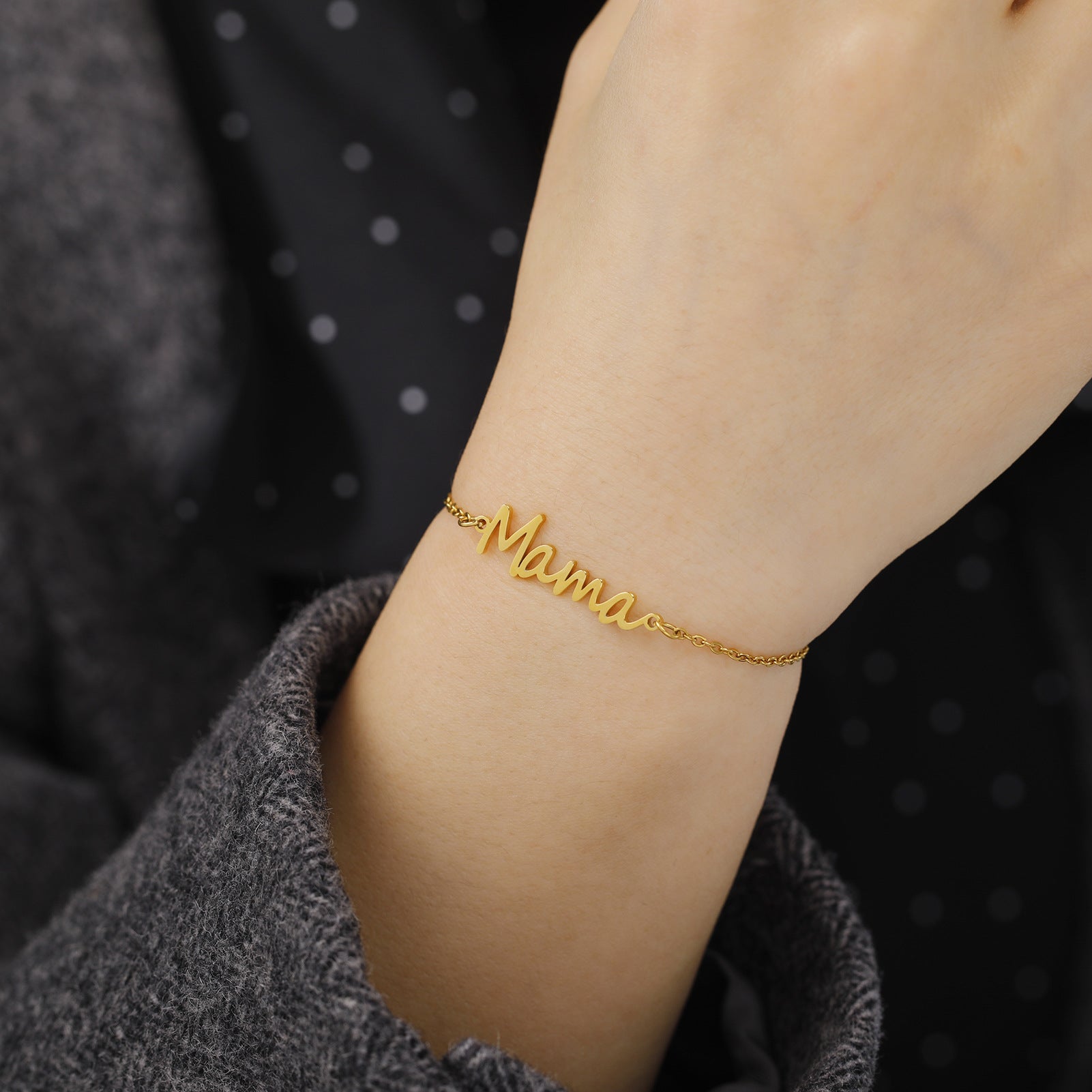 Wholesale Mom English letter stainless steel bracelet charm multi-layer bead chain